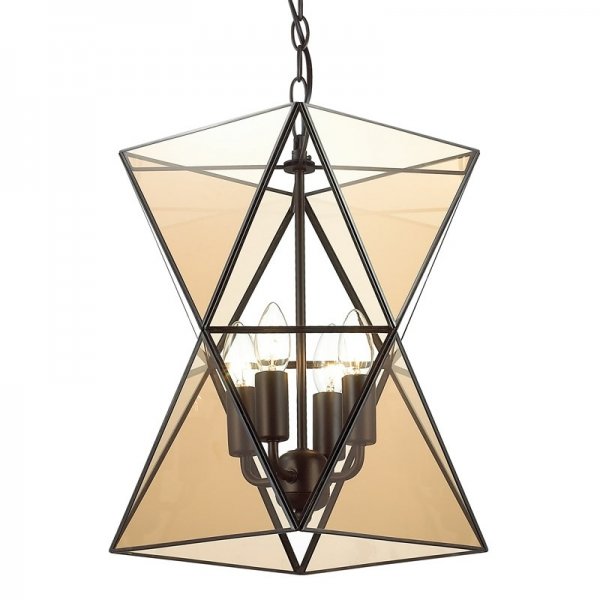 Люстра PolyPyramid Glass Pendant 4 Cognac Прозрачный Люстра PolyPyramid Glass Pendant 4 Cognac Прозрачный в Брянске | Loft Concept
