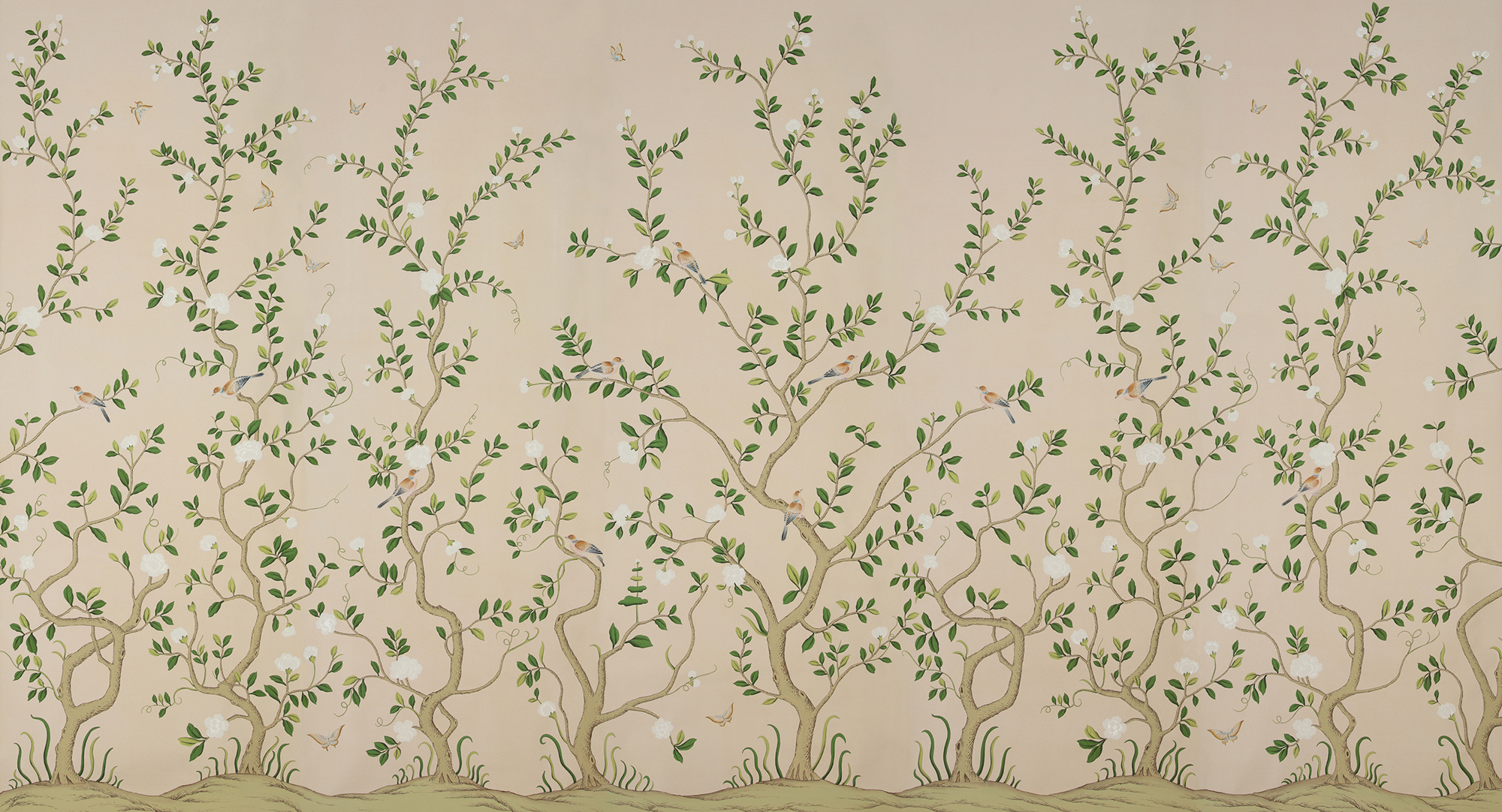 Обои ручная роспись Gustavian Garden Spring on Gentleman's Pink dyed paper Обои ручная роспись Gustavian Garden Spring on Gentleman's Pink dyed paper - постер Loft-Concept в Брянске