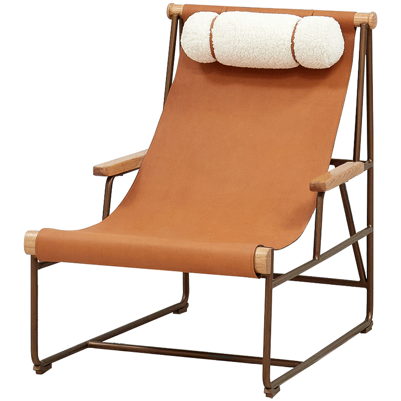 Кресло на металлическом каркасе Favreau Armchair Коричневый Белый Древесина Кресло на металлическом каркасе Favreau Armchair Коричневый Белый Древесина в Брянске | Loft Concept