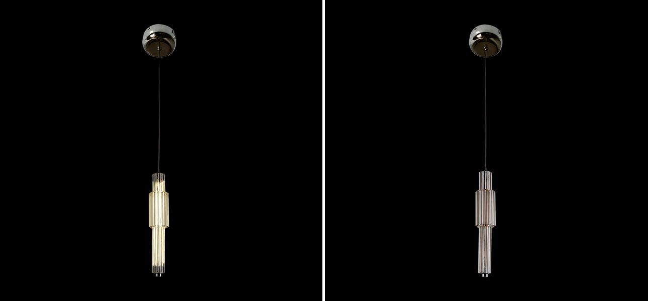 Светильник с вертикальным узким плафоном Fuse Crystal Brown - фото №1