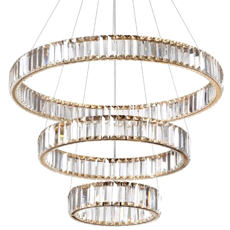 Люстра Хрустальная Ring Horizontal 3 кольца Золотой Прозрачный в Брянске | Loft Concept 