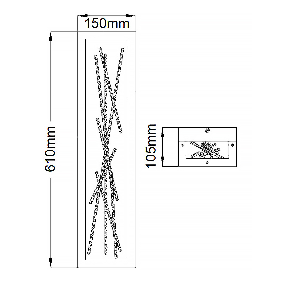 Бра в прямоугольной черной рамке с декором в виде ветвей в золотой отделке Hinkley в Брянске