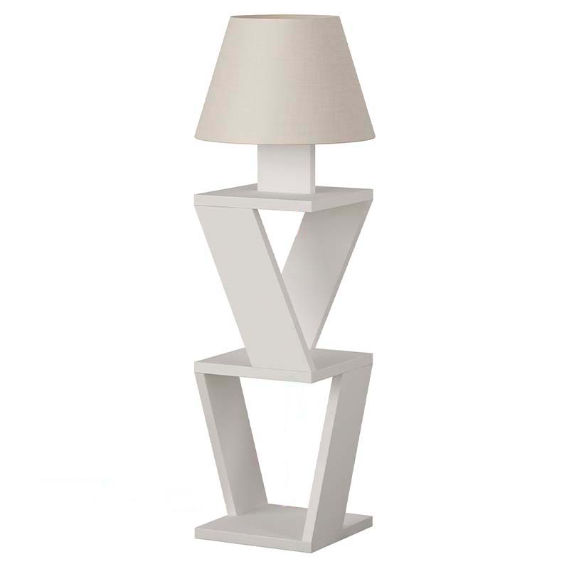 Торшер белый с каркасом с 2-мя полками и тканевым абажуром KOZENA SIDE FLOOR LAMP WHITE Белый в Брянске | Loft Concept 