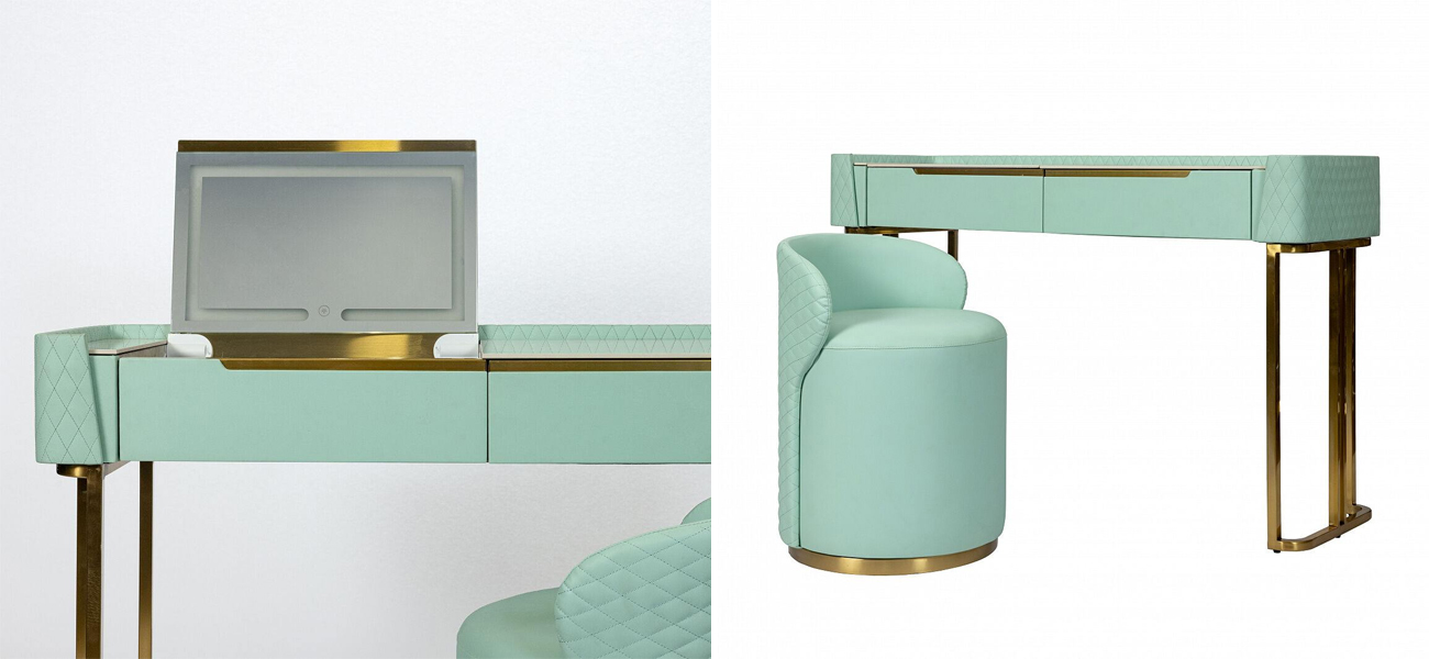 Туалетный столик в комплекте с пуфом Diassa Mint - фото