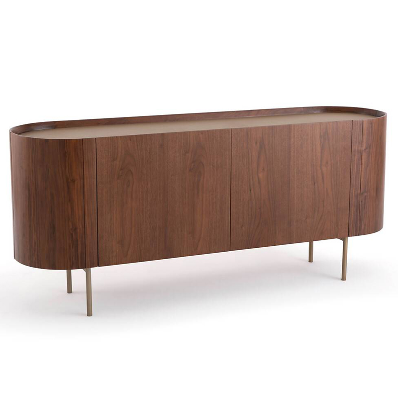 Комод округлой формы Walnut and Leather массив ореха и столешница из натуральной кожи Орех Золотой Шампань Комод округлой формы Walnut and Leather массив ореха и столешница из натуральной кожи Орех Золотой Шампань в Брянске | Loft Concept