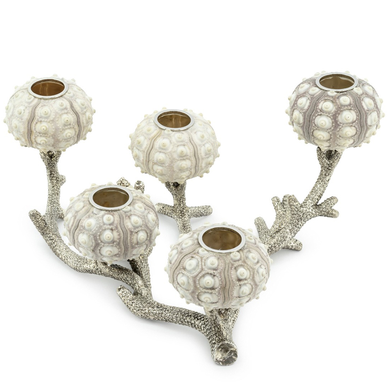 Подсвечник CANDLEHOLDER SEAURCHIN X5 Бежево-серый Серебряный Подсвечник CANDLEHOLDER SEAURCHIN X5 Бежево-серый Серебряный в Брянске | Loft Concept