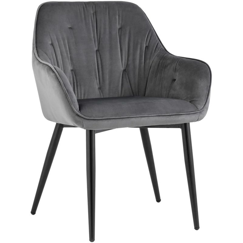 Стул CHANTAL Chair капитоне Серый Велюр Серый Черный Стул CHANTAL Chair капитоне Серый Велюр Серый Черный в Брянске | Loft Concept