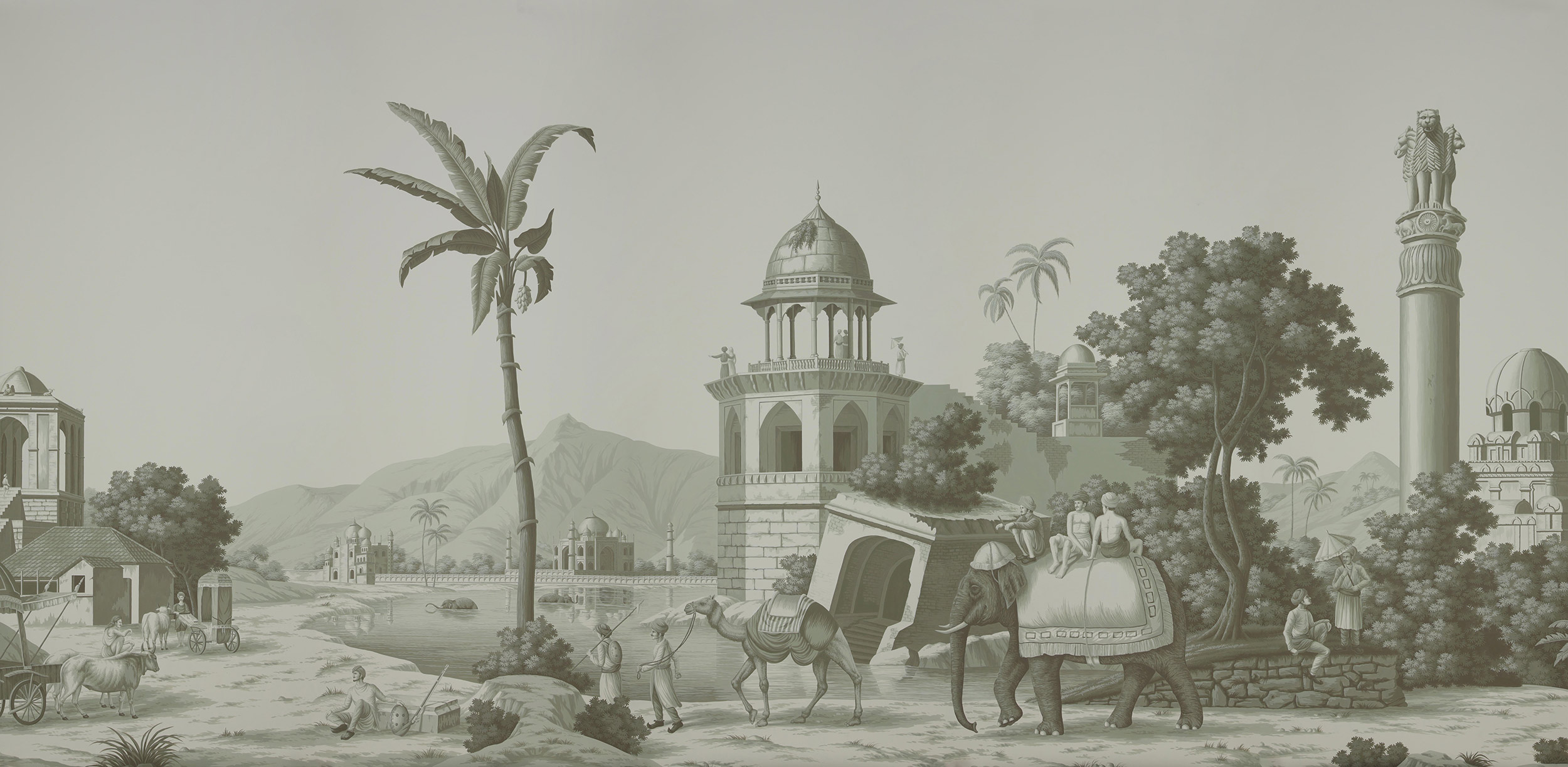 Обои ручная роспись Early Views of India Crystal Grey on scenic paper Обои ручная роспись Early Views of India Crystal Grey on scenic paper - постер Loft-Concept в Брянске