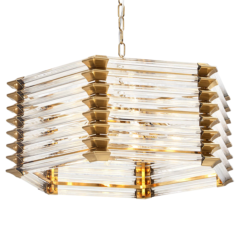 Люстра стеклянная Hexagon Tadesse Glass Chandelier Прозрачное Стекло Золотой Люстра стеклянная Hexagon Tadesse Glass Chandelier Прозрачное Стекло Золотой в Брянске | Loft Concept