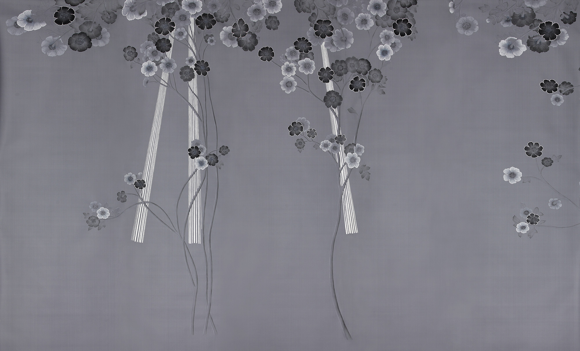 Обои ручная роспись Anemones in Light Dusk on Gun Metal dyed sik - постер Loft-Concept в Брянске