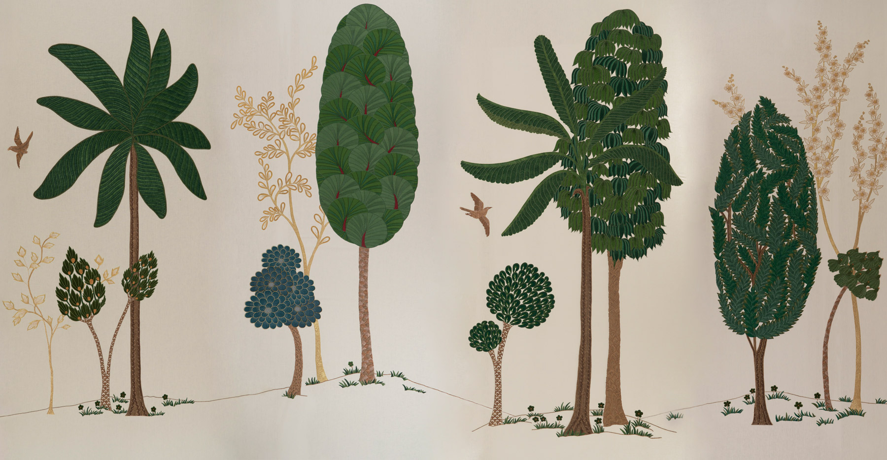 Обои ручная роспись Mughal Trees Original colourway on linen - постер Loft-Concept в Брянске