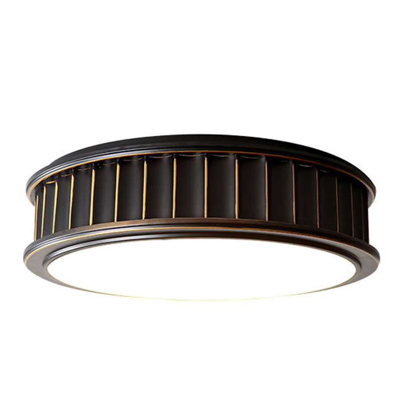 Потолочный светильник Drum Ceiling Lamp Темная бронза Белый Латунь Потолочный светильник Drum Ceiling Lamp Темная бронза Белый Латунь в Брянске | Loft Concept