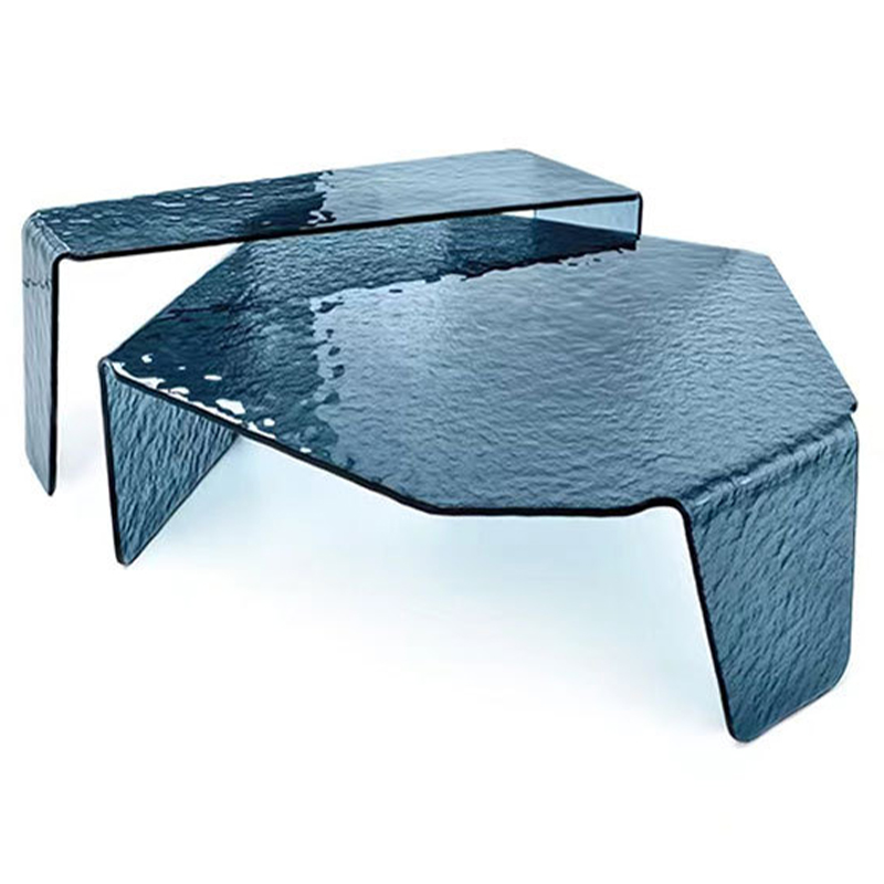 Комплект кофейных столиков Water Surface Glass Coffee Tables Синий Комплект кофейных столиков Water Surface Glass Coffee Tables Синий в Брянске | Loft Concept