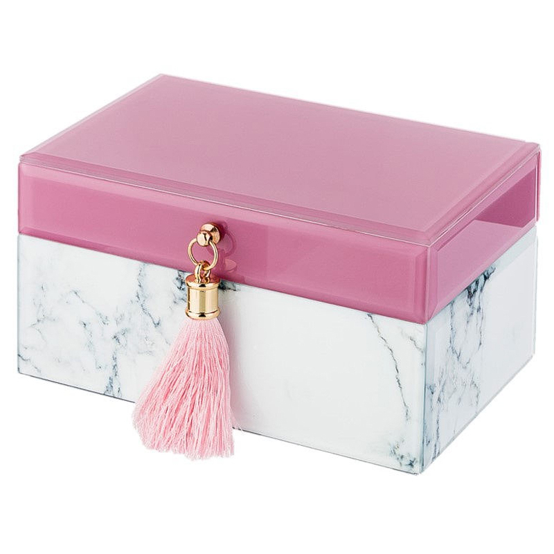 Шкатулка Pink Glass Imitation Marble Box Розовый Белый Шкатулка Pink Glass Imitation Marble Box Розовый Белый в Брянске | Loft Concept