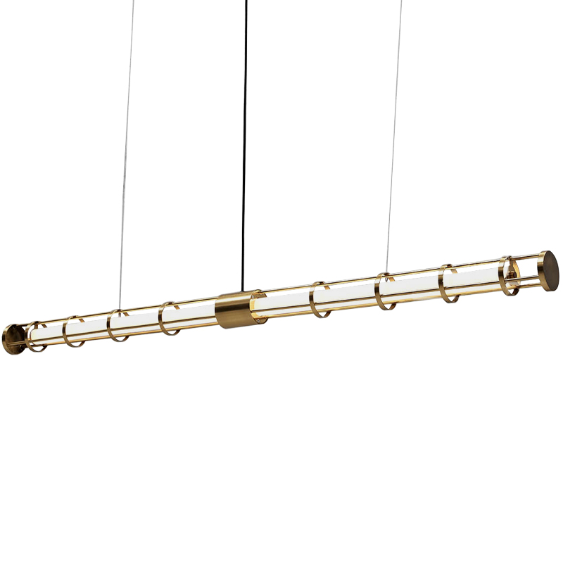 Линейный подвесной светильник Awais Rigs Linear Hanging Lamp Золотой Белый Линейный подвесной светильник Awais Rigs Linear Hanging Lamp Золотой Белый в Брянске | Loft Concept