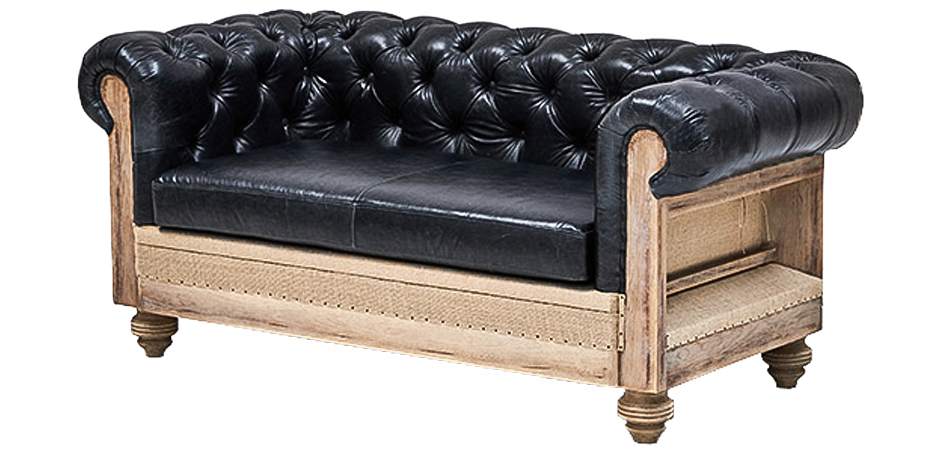 Диван Deconstructed Chesterfield Sofa double Black leather - фото №1