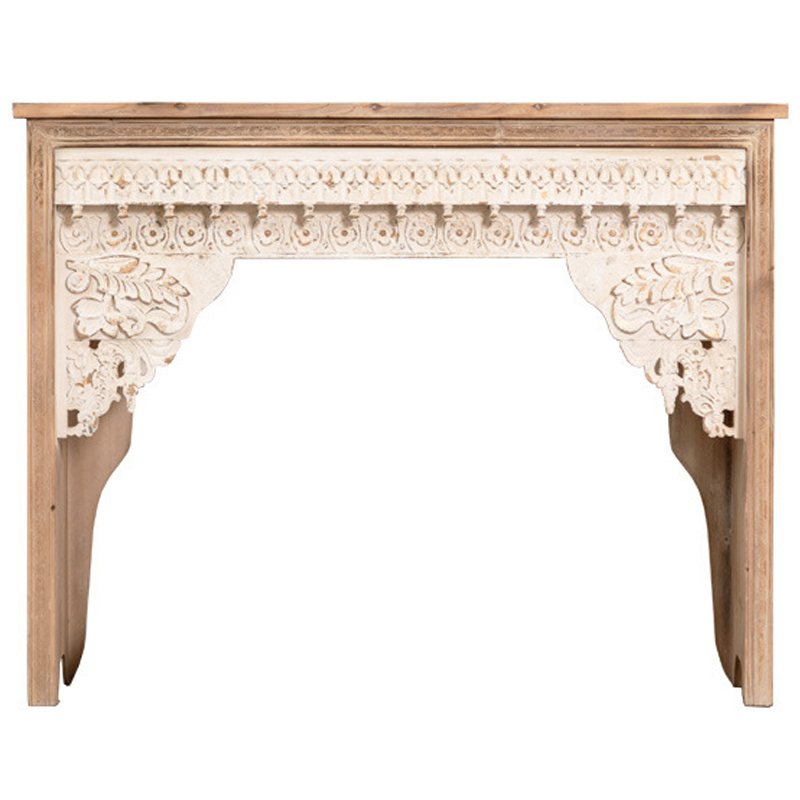 Консоль Indian Antique White Furniture Adnan Console Древесина Бежевый Консоль Indian Antique White Furniture Adnan Console Древесина Бежевый в Брянске | Loft Concept