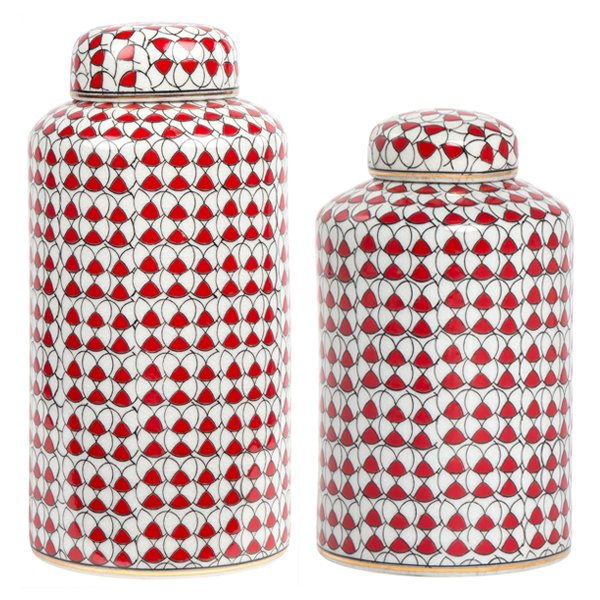 Декоративный сосуд Red ornament Красный Белый Декоративный сосуд Red ornament Красный Белый в Брянске | Loft Concept
