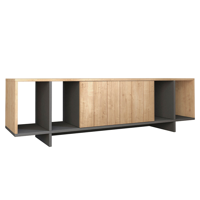 ТВ-тумба с откидной дверцей и 4-мя полками ZITANO TV STAND OAK Светлый дуб Серый ТВ-тумба с откидной дверцей и 4-мя полками ZITANO TV STAND OAK Светлый дуб Серый в Брянске | Loft Concept