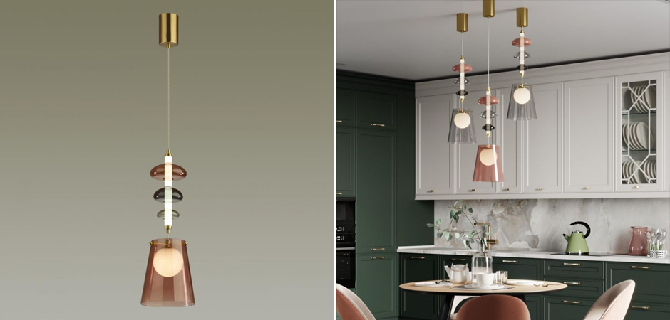 Подвесной светильник Contemporan Pink с цветным стеклом Подвесной светильник Contemporan Pink с цветным стеклом - Loft-Concept в Брянске