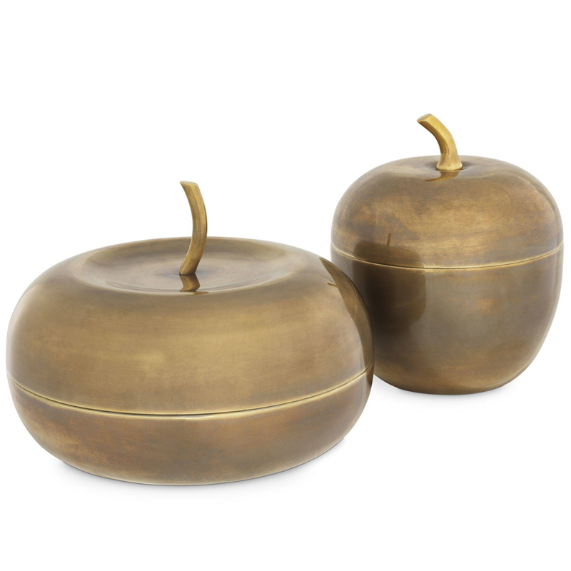 Комплект шкатулок Eichholtz Box Apple Set of 2 brass Винтажная латунь Комплект шкатулок Eichholtz Box Apple Set of 2 brass Винтажная латунь в Брянске | Loft Concept