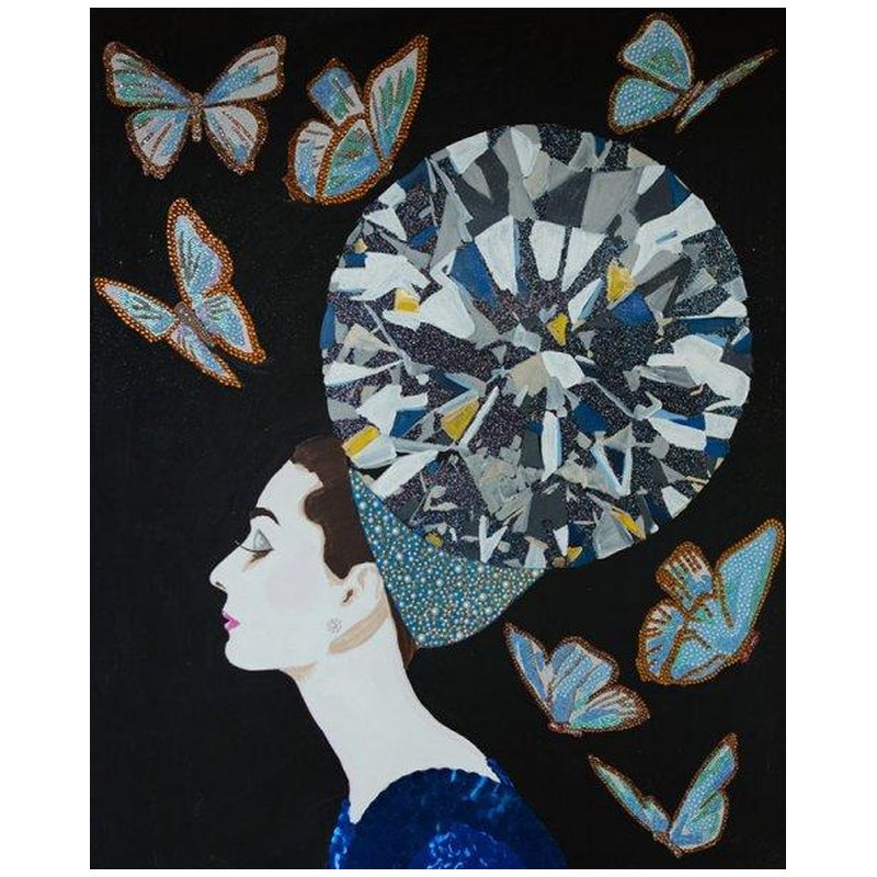 Картина Audrey with Diamond Headdress, Butterflies, and Black Background Мульти в Брянске | Loft Concept 