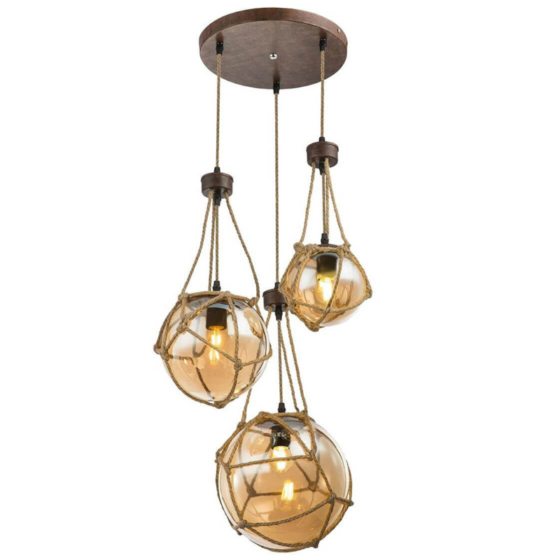 Светильник LOFT ROPE Three Balls Черный Коричневый Светильник LOFT ROPE Three Balls Черный Коричневый в Брянске | Loft Concept