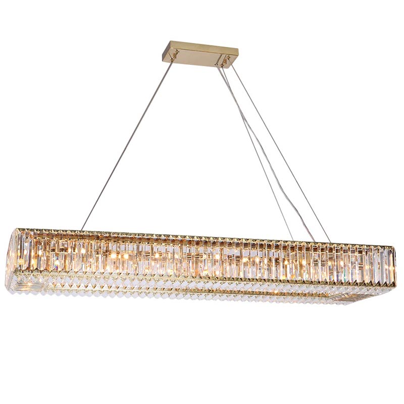 Люстра Darleen Crystal Gold Rectangular Chandelier Золотой Прозрачный (Transparent) Люстра Darleen Crystal Gold Rectangular Chandelier Золотой Прозрачный (Transparent) в Брянске | Loft Concept