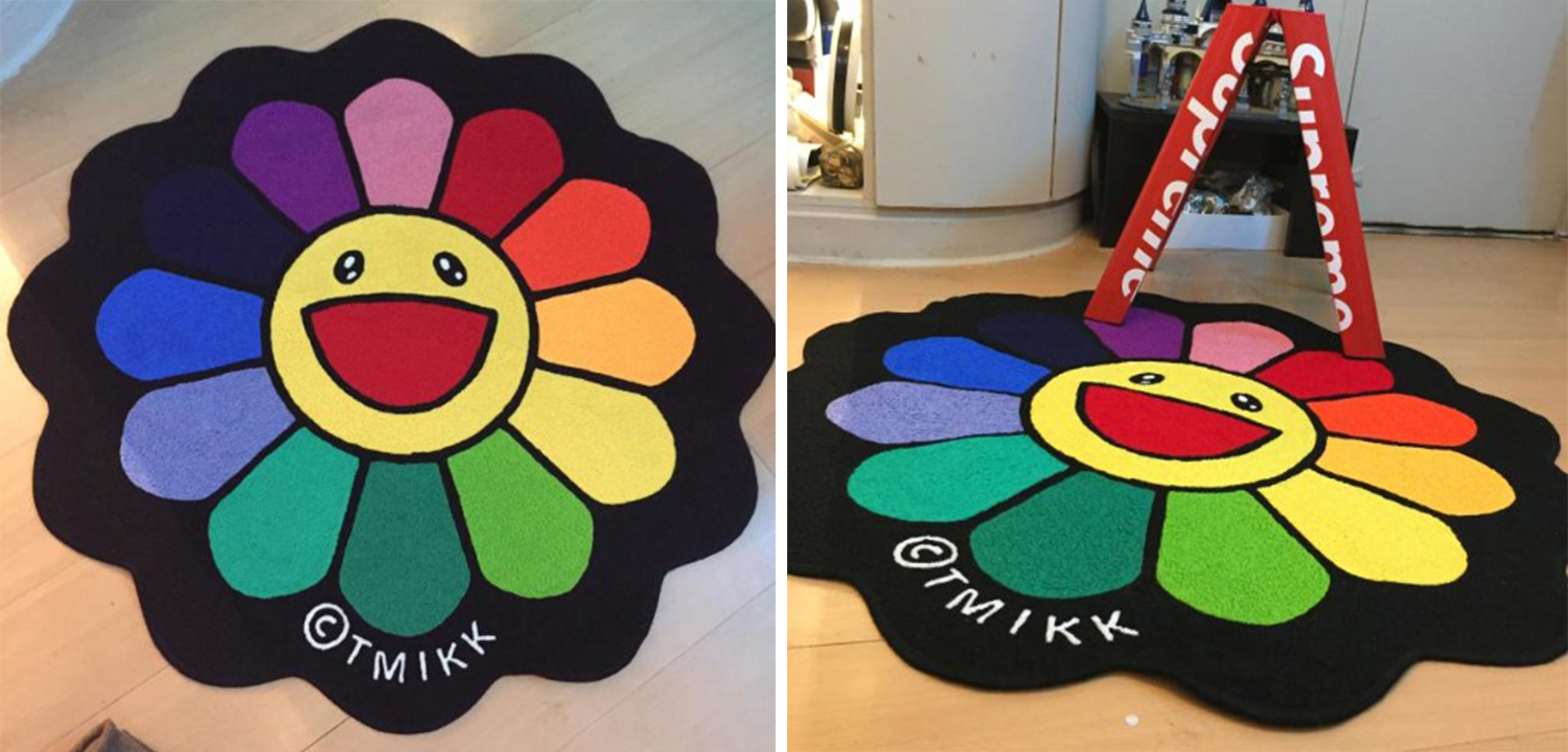 Коврик для прихожей улыбающийся цветок Takashi Murakami - фото