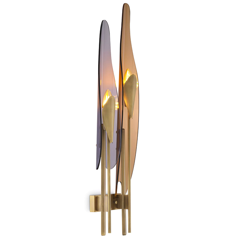 Бра Eichholtz Wall Lamp Sky Янтарный Стекло Смок Латунь Бра Eichholtz Wall Lamp Sky Янтарный Стекло Смок Латунь в Брянске | Loft Concept