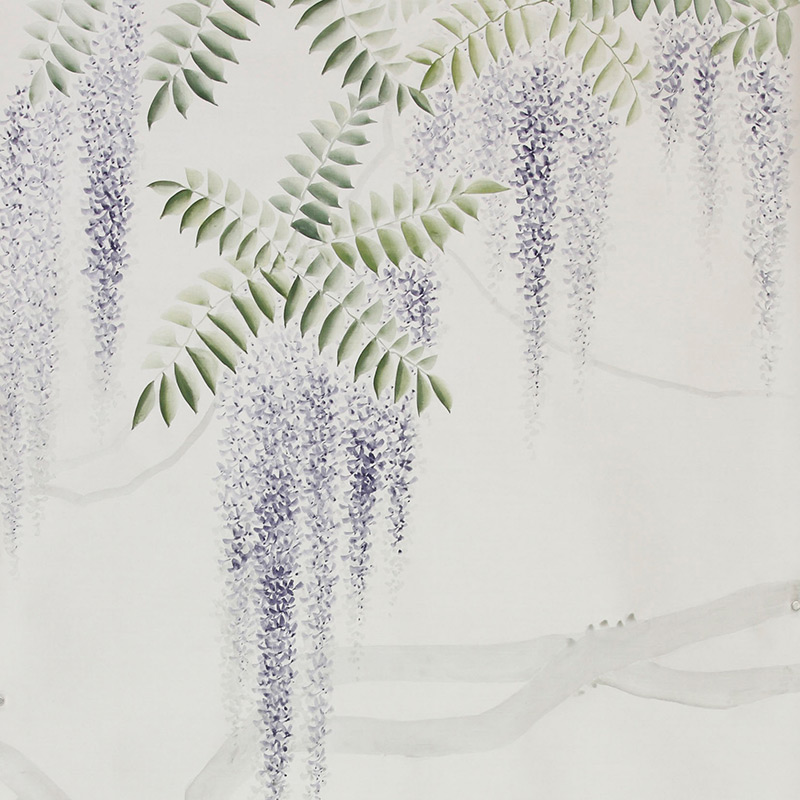 Обои в японском стиле Wisteria Lavender on Natural Mica metallic silk Обои в японском стиле Wisteria Lavender on Natural Mica metallic silk в Брянске | Loft Concept