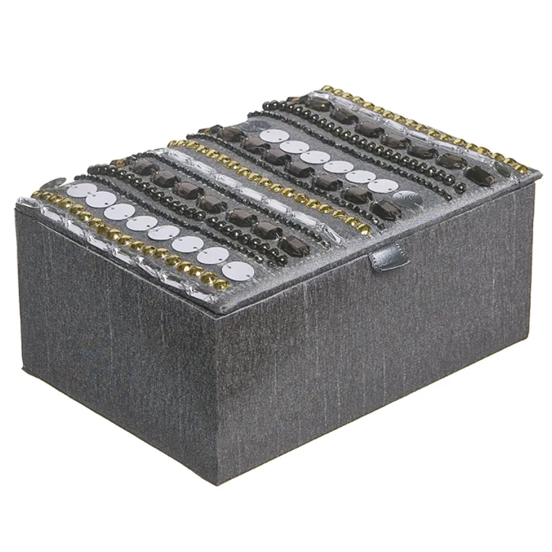 Шкатулка с вышивкой из бисера Kinue Beads Embroidery Box Серебряный Серый Золотой Шкатулка с вышивкой из бисера Kinue Beads Embroidery Box Серебряный Серый Золотой в Брянске | Loft Concept