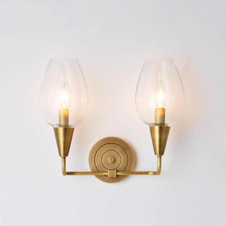 Бра VIOLA WALL Clear Lamp Double Латунь Прозрачное Стекло Бра VIOLA WALL Clear Lamp Double Латунь Прозрачное Стекло в Брянске | Loft Concept