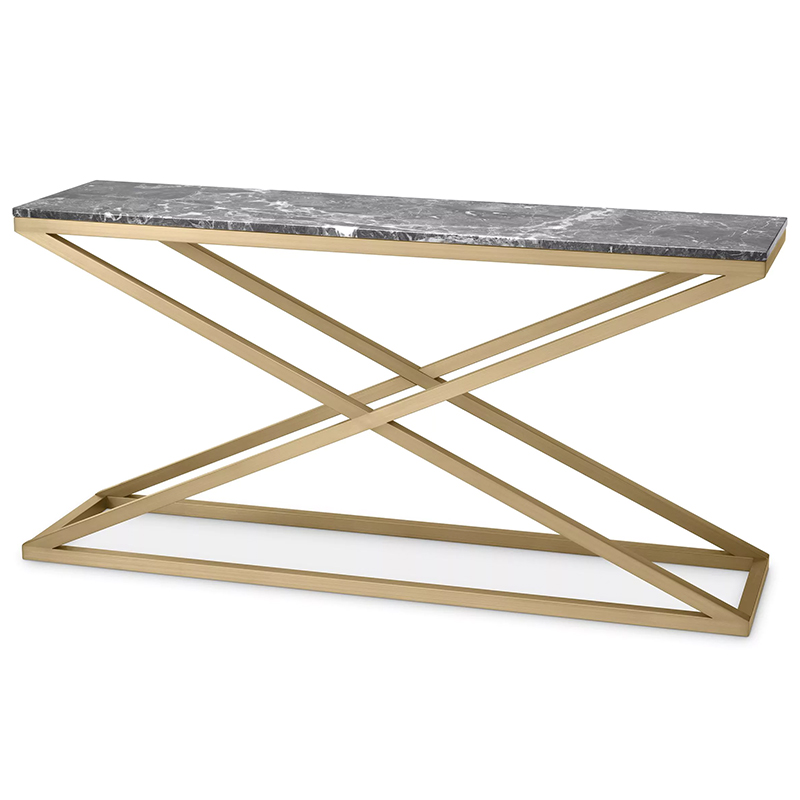 Консоль Eichholtz Console Table Criss Cross Латунь Серый Консоль Eichholtz Console Table Criss Cross Латунь Серый в Брянске | Loft Concept