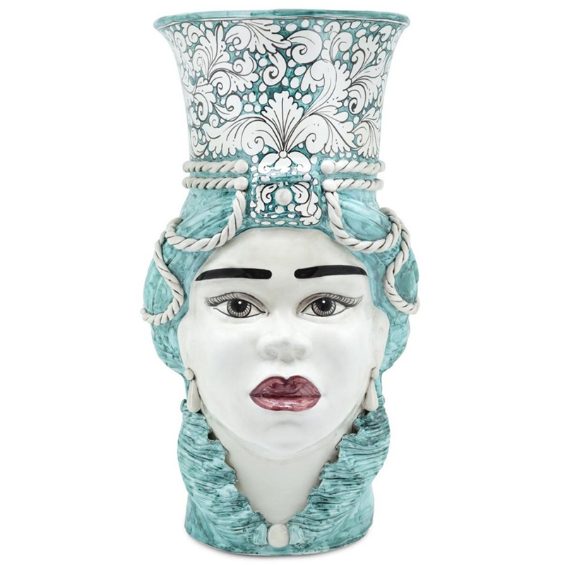 Ваза Vase Moro Lady Giant Ornate Malachite Бирюзовый Белый Ваза Vase Moro Lady Giant Ornate Malachite Бирюзовый Белый в Брянске | Loft Concept