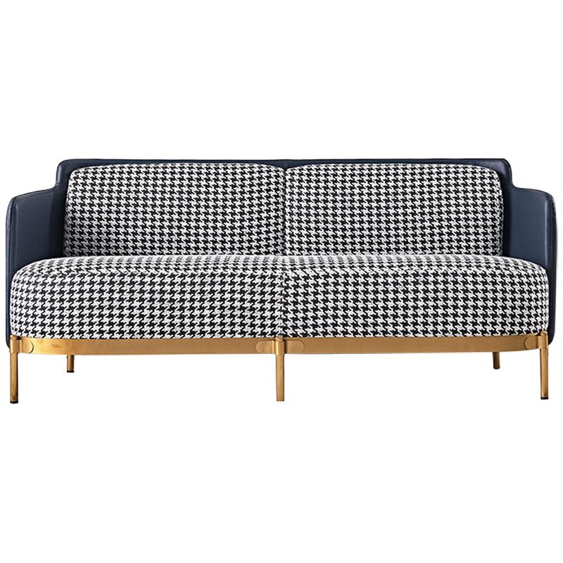 Диван Pied de Poule Blue Sofa Черно-белый Синий Латунь Диван Pied de Poule Blue Sofa Черно-белый Синий Латунь в Брянске | Loft Concept