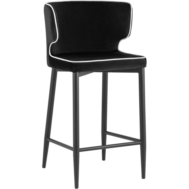 Стул Полубарный Chair посадка 65 см Черный Велюр с Белым кантом Черный Белый Стул Полубарный Chair посадка 65 см Черный Велюр с Белым кантом Черный Белый в Брянске | Loft Concept