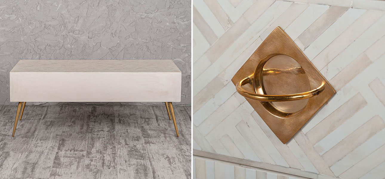 Столик на ножках с инкрустацией белый Chloe - фото №2