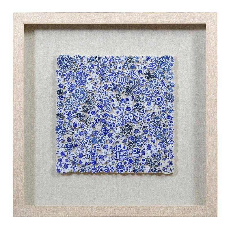 Панно Blue and White Mosaic square Белый Синий Бежевый Панно Blue and White Mosaic square Белый Синий Бежевый в Брянске | Loft Concept