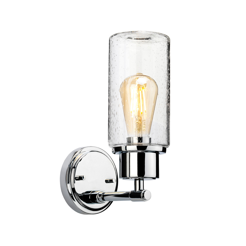 Бра с цилиндрическим прозрачным плафоном из стекла с пузырьками Elstead Lighting Хром Прозрачное Стекло в Брянске | Loft Concept 