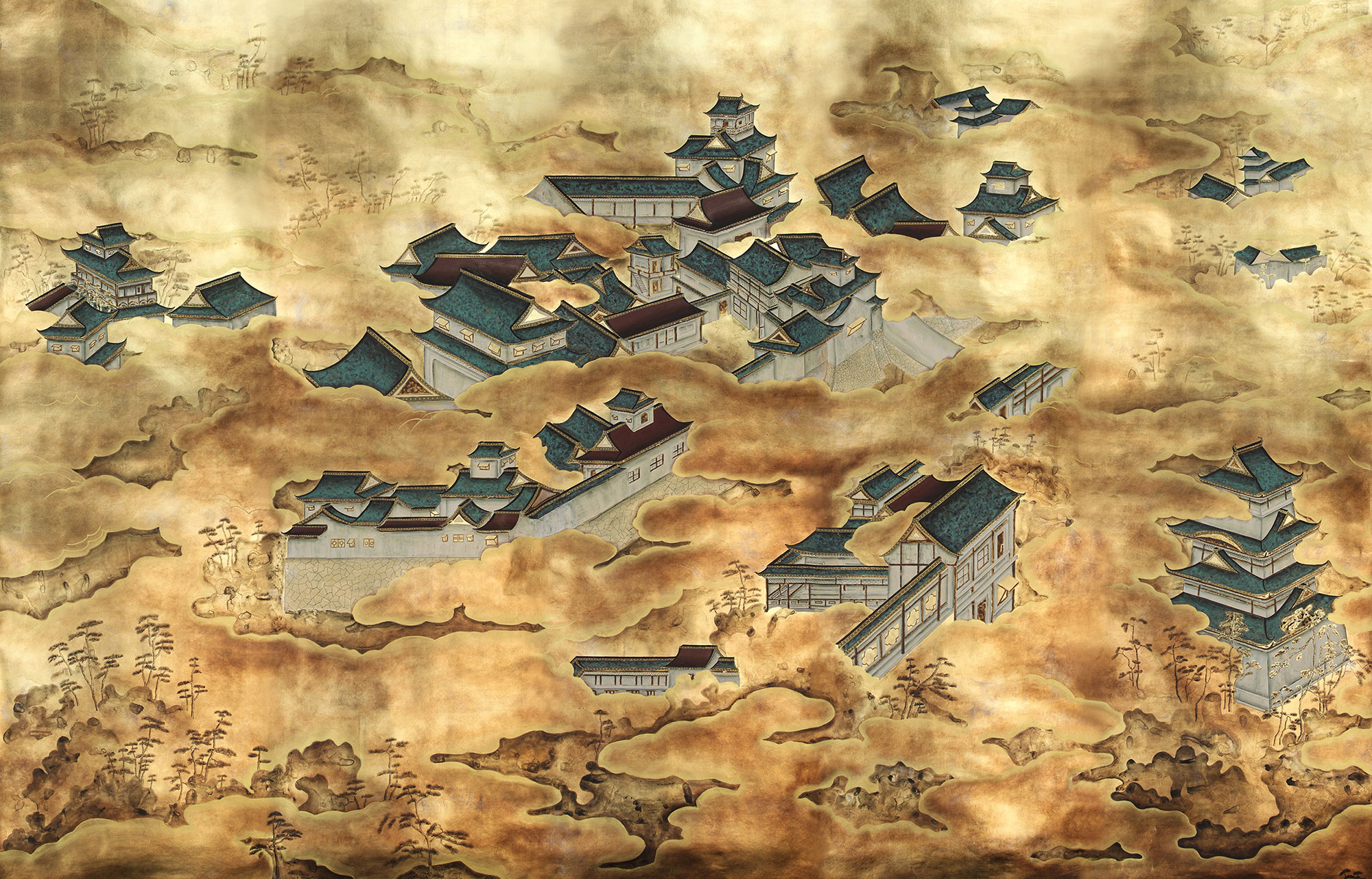 Обои ручная роспись Imperial Palace Original colourway on Deep Rich Gold gilded paper - постер Loft-Concept в Брянске