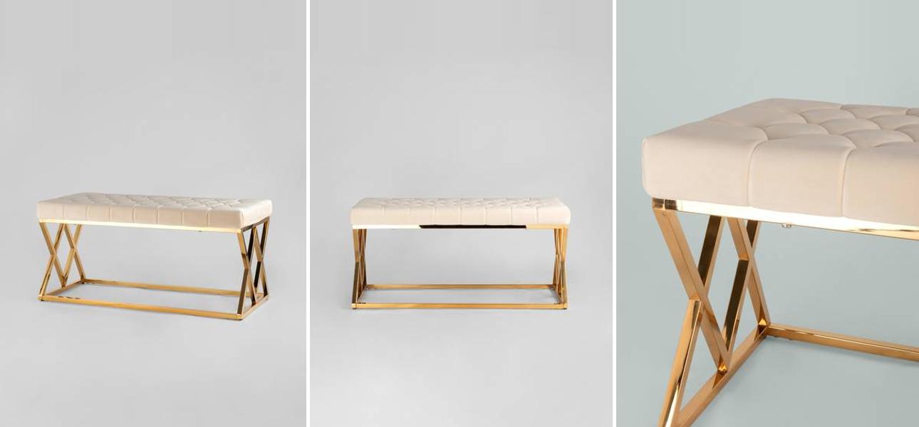 Банкетка бежевый велюр Rhombus Serene Phoenix - фото