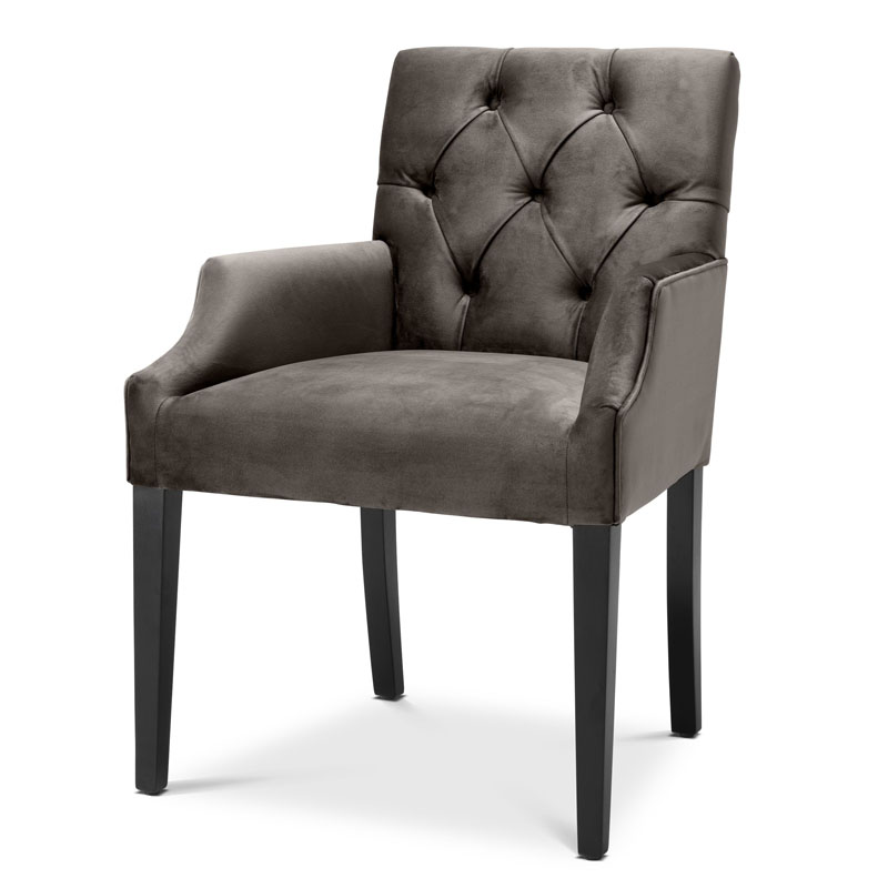 Стул Eichholtz DINING CHAIR ATENA WITH ARM dark Серый Черный Стул Eichholtz DINING CHAIR ATENA WITH ARM dark Серый Черный в Брянске | Loft Concept