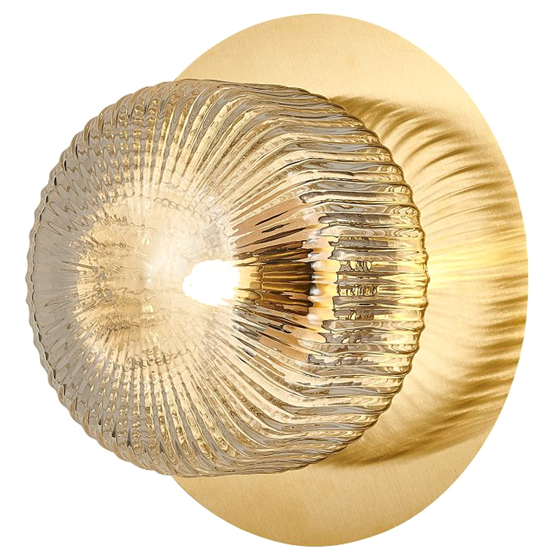 Бра с рельефным плафоном Blown Glass Латунь Прозрачный Бра с рельефным плафоном Blown Glass Латунь Прозрачный в Брянске | Loft Concept
