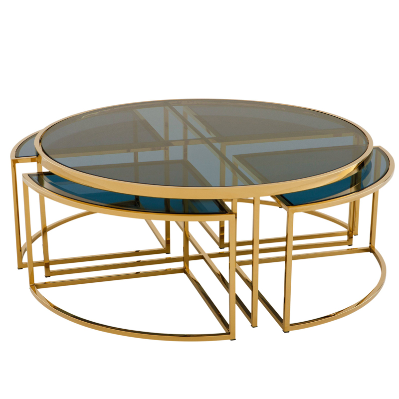 Кофейный стол Eichholtz Coffee Table Padova Gold Золотой Стекло Смок Кофейный стол Eichholtz Coffee Table Padova Gold Золотой Стекло Смок в Брянске | Loft Concept