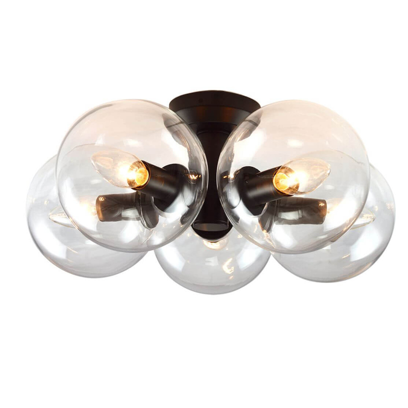 Потолочный светильник Modo 5 Globes Ceiling Lamp 41 Черный Прозрачное Стекло Потолочный светильник Modo 5 Globes Ceiling Lamp 41 Черный Прозрачное Стекло в Брянске | Loft Concept