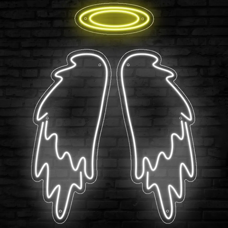 Неоновая настенная лампа White Wings Neon Wall Lamp Прозрачный Белый Желтый в Брянске | Loft Concept 