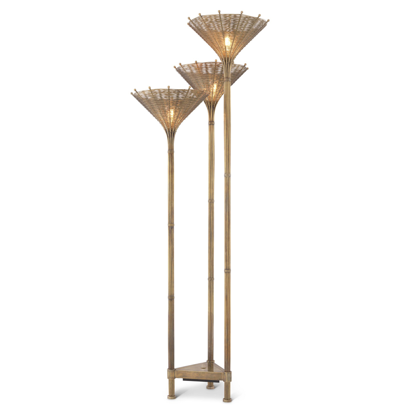 Торшер Eichholtz Floor Lamp Kon Tiki Triple Винтажная латунь Торшер Eichholtz Floor Lamp Kon Tiki Triple Винтажная латунь в Брянске | Loft Concept