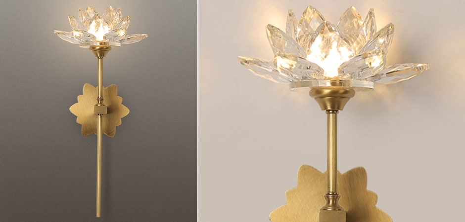 Настенный светильник Хрустальный Цветок Лотоса Lotus flower Wall Clear Glass C Настенный светильник Хрустальный Цветок Лотоса Lotus flower Wall Clear Glass C - Loft-Concept в Брянске