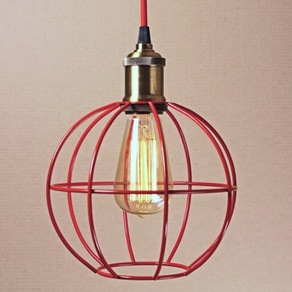 Подвесной светильник Wire Cage Pendant Ball Red Красный в Брянске | Loft Concept 